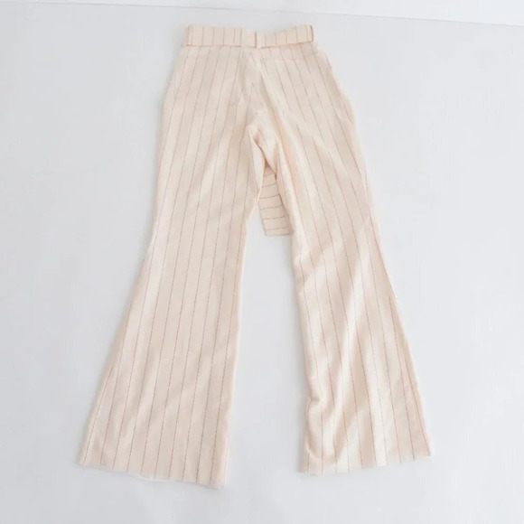 Orseund Iris Cream w Red Pinstripe Wide Leg Mid-Rise Crop Dress Pants Trousers 6 - Picture 13 of 14